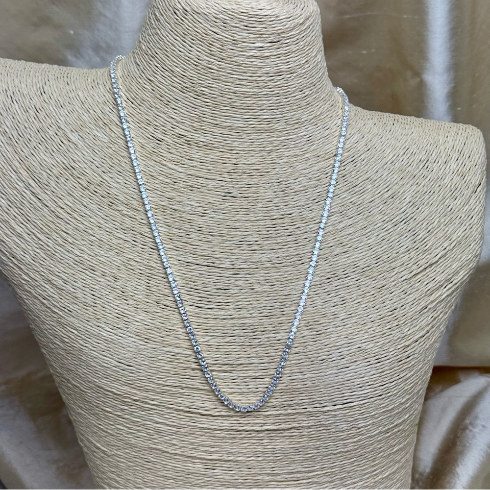 Luv AJ Silver Plated CZ Tennis Necklace